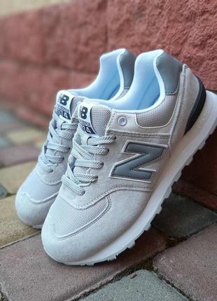 Жіночі сірі замшеві кросівки з сыткою в стилі new balance 574 🆕 кросівки нью баланс