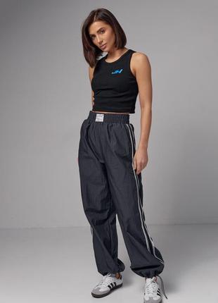 Женская майка в рубчик с вышивкой jh8 фото