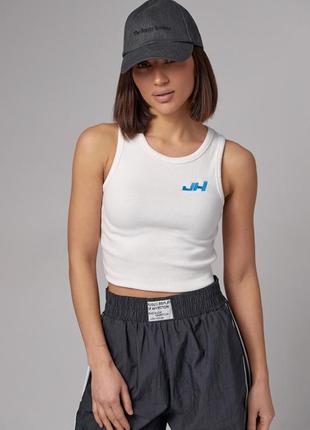 Женская майка в рубчик с вышивкой jh