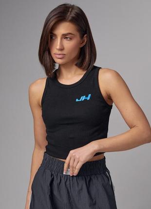 Женская майка в рубчик с вышивкой jh10 фото