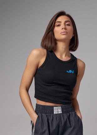 Женская майка в рубчик с вышивкой jh6 фото