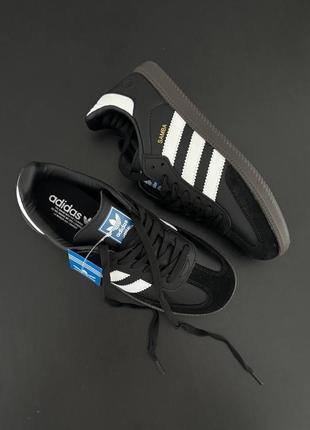 Adidas samba black white жіночі кросівки адідас самба шкіряні