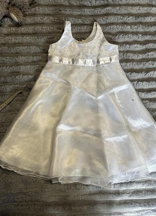 Белое нарядное платье сарафан для девочки, можно на крещение