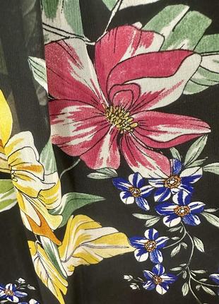 Яркая шифоновая трикотажная блуза цветы3 фото