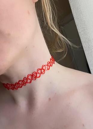Трендовый чокер 90х, красный ❤️