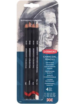 Угольные карандаши charcoal 4шт derwent