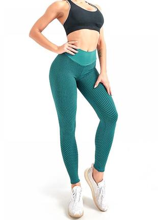 Женские спортивные лосины для фитнеса bosanova green зеленые леггинсы