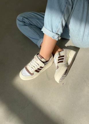 Жіночі кросівки adidas forum low white brown демісезонні якісні кросівки6 фото