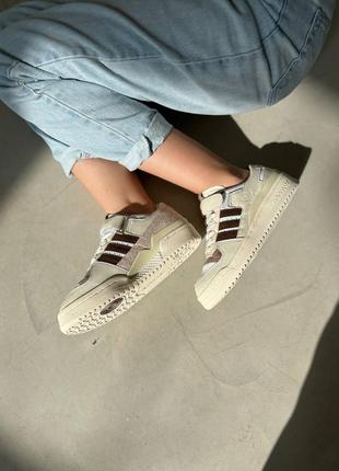 Жіночі кросівки adidas forum low white brown демісезонні якісні кросівки3 фото