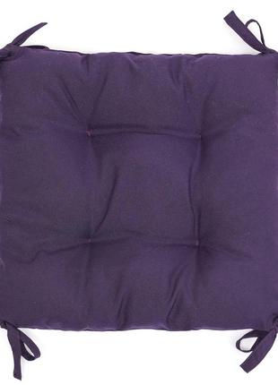 Подушка на стільчик садове крісло табурет 30х30х8 фіолетовий із зав'язками1 фото