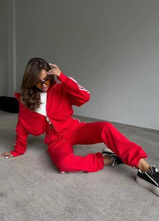 Спортивний костюм адідас adidas  кофта зіппер укорочена штани кльош палаццо джоггери комплект блакитний чорний синій червоний трендовий стильний