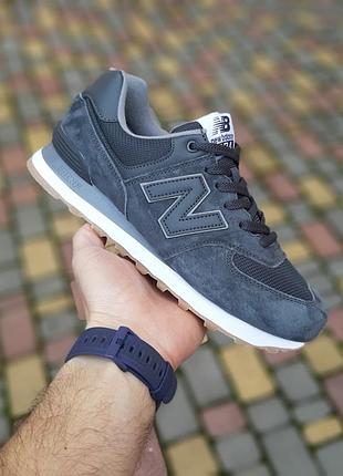 Чоловічі сірі замшеві кросівки з сіткою в стилі new balance 574 🆕 кросівки нью баланс