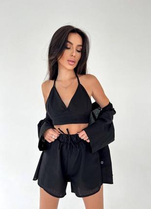 7️⃣3️⃣0️⃣грн костюм трійка топ+сорочка+шорти