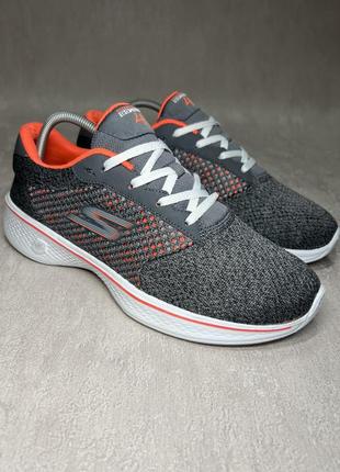 Кросівки сірі помаранчеві skechers go walk 4 goga max quick-fit2 фото