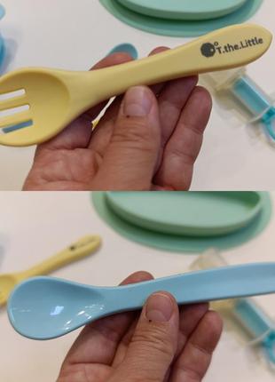 Силиконовая детская посуда t.the.little + подарок щетка шприц7 фото
