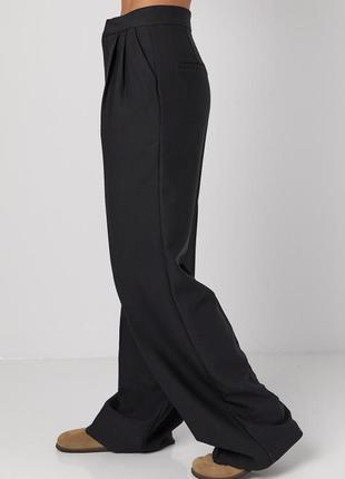 Женские черные классические широкие брюки палаццо оверсайз со стрелками