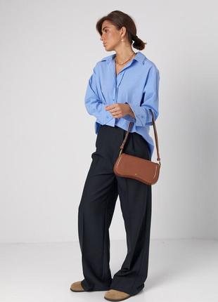 Женские черные классические широкие брюки палаццо оверсайз со стрелками