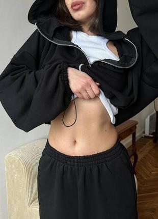 Костюм oversize : кофта + джоггери на затяжках