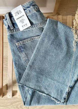 Прямі джинси з високою посадкою  zara