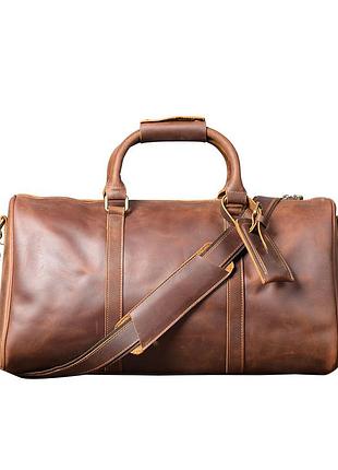 Чоловіча шкіряна дорожня сумка коричнева