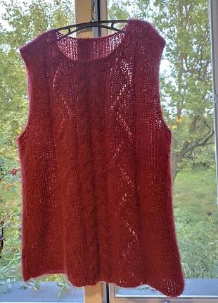 Женская жилетка плетеная hand made мохерная