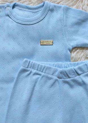 Конверт "косичка" + набір ніжність для новонароджених хлопчиків, молочний з блакитним5 фото