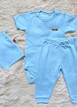 Конверт "косичка" + набор нежность для новорожденных мальчиков, молочный с голубым4 фото