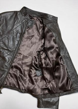 Коричневая кожаная куртка пиджак из натуральной кожи leather by morgan6 фото
