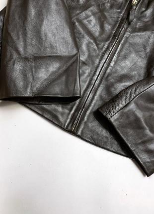 Коричневая кожаная куртка пиджак из натуральной кожи leather by morgan5 фото