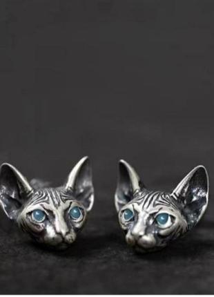Стильні оригінальні сережки кішка сфінкс кіт котик 😻