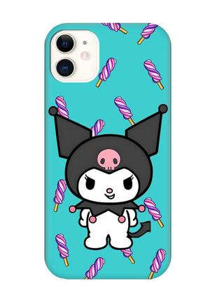 Матовий бірюзовий чохол на iphone 11 куромі (принт 390)