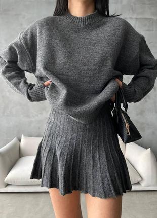 Вʼязаний костюм светр оверсайз та стильна спідничка👠 must have в вашому гардеробі 👍