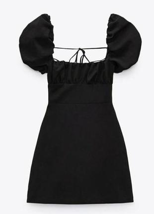Міні сукня чорна коротка zara з відкритою спиною на шнурках