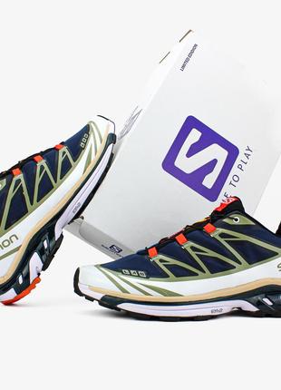Кроссовки (💎 salomon xt-6 advanced "blue white gold")🌪️🌚