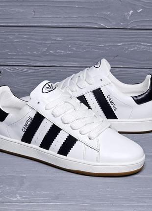 Натуральная кожа!!! базовые женские / подростковые / унисекс кожаные белые кеды / кроссовки в стиле campus !!!