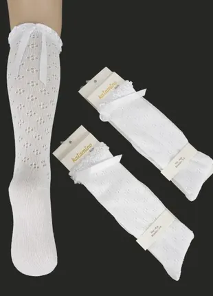 Нарядные гольфы для девочки katamino ажурные с бантами белые