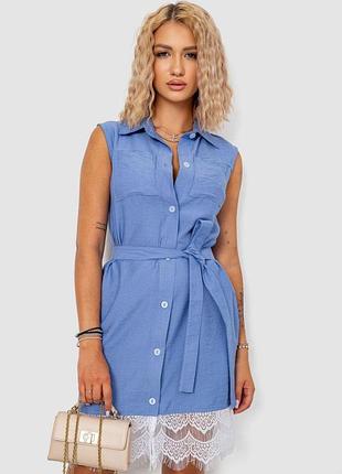 Платье на пуговицах, цвет джинс, 102r388