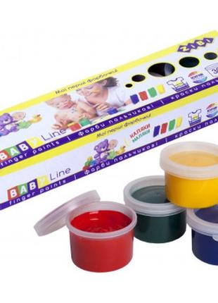 Фарби для малювання zibi baby line пальчикові 4 кольори х 30 мл (zb.6564)1 фото