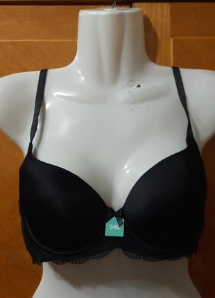 Новый красивый бюстгалтер с кружевом р.34 b 75 b от debenhams, косточки, поролон