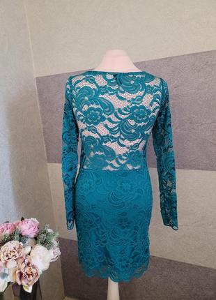 Сукня мереживна ( плаття) колір ізумруд9 фото
