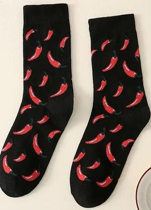 Оригінальні шкарпетки з прінтом гострого перця, розмір 35-40