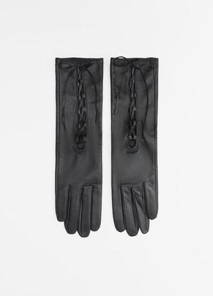 Кожаные перчатки со шнуровкой zara