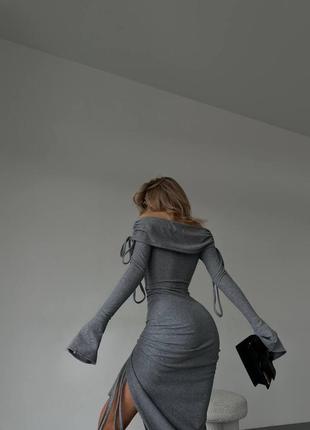 Трендовое платье миди с разрезом2 фото