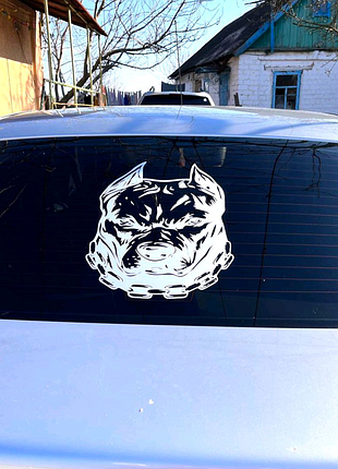 Наклейки на авто автомобіль пітбуль pitbull морда