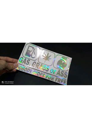 Наклейка на авто gas grass or ass
