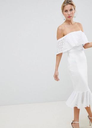 Платье миди с оборкой на подоле asos design