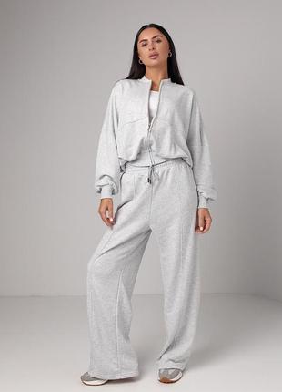 Спортивный костюм с прямыми брюками и кофтой на молнии в стиле zara