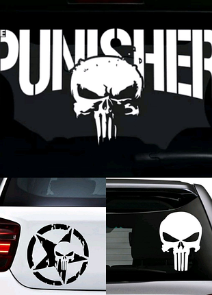 Наклейки на авто автомобіль кузов череп punisher