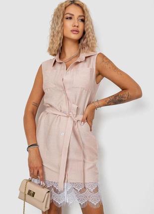 Сукня на ґудзиках, колір бежевий, 102r388