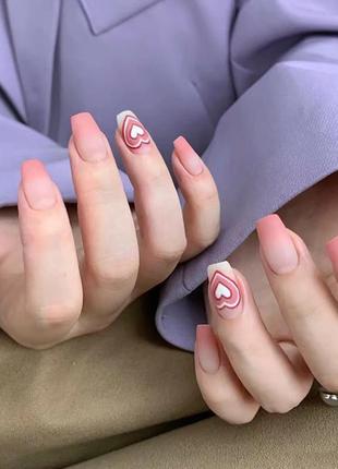 Накладні нігті з клеєм r580 рожевий 24 шт (a9957)
